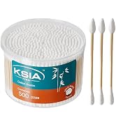 KSIA Klear Cotton Swabs 500 Count, Double Tipped Cotton Buds with Pointed & Round Tips, Strong Wo...