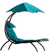 Vivere Original Dream Lounger with 6-Point Umbrella – Durable Spun Polyester, Curved Legs, Spacio...