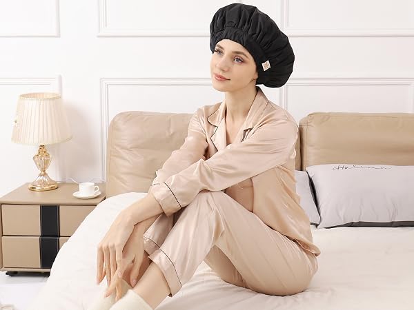 satin lined shower cap for women