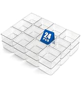 Hudgan 24 PCS Clear Plastic Drawer Organizer Set Stackable Square Vanity Organizers and storage f...