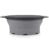 Dexas 10" Collapsible Silicone Colander in Cool Grey, Kitchen Strainer with Handles, 15.1 Cup Cap...