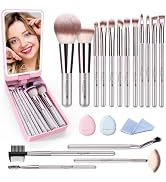 Makeup Brushes with Case, 20PCs Travel Makeup Brush Set, Foundation Concealer Blush Eyeshadow Bru...