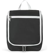 Della Gao Black Water Repellent Polyester Hanging Toiletry Bag for Travel