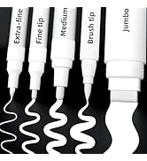TECADA 5 White Paint Pens, 5 Different Tips Acrylic Paint Markers for Rock Painting, Glass Markin...