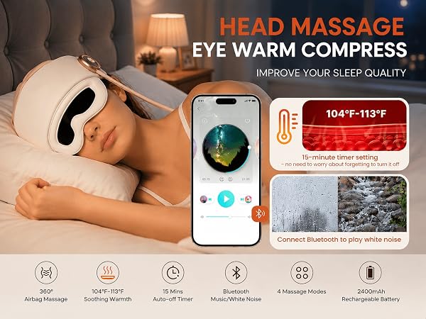 A 15-minute warm compress massage with white noise can help you sleep