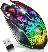 VEGCOO Wireless Gaming Mouse, Rechargeable Gaming Mouse, Silent Optical Mice with 2.4G USB Receiv...
