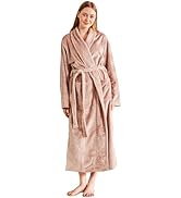 Serenhom Women’s Plush Soft Fleece Robe – Fluffy Warm Jacquard Bathrobe, Cozy Loungewear for Spa,...