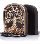 Tree of Life Bookends, Black Gold 2 Non-Skid Heavy Decorative Bookends for Shelves Or Bookcase, E...