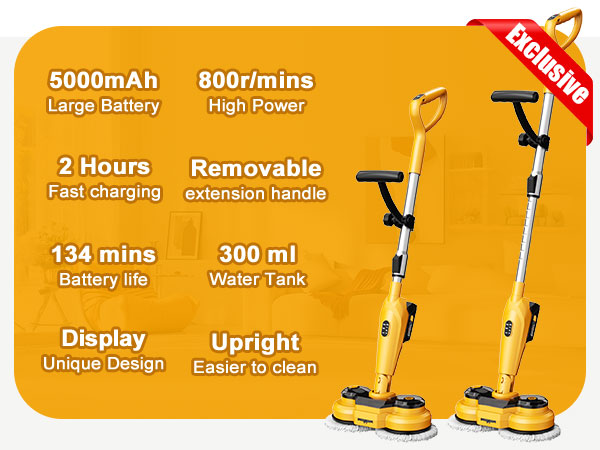 6000mAh battery electric mops for floor cleaning