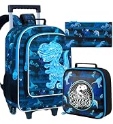 AGSDON 3PCS Rolling Backpack Boys, Kids Roller Wheels Bookbag, Wheeled School Bag with Lunch Bag ...
