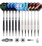 WIN.MAX Darts Plastic Tip,Soft Tip Darts Set,12 Pcs 18 Gram with 100 Extra Dart Tips,12 Flights, ...