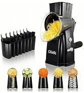 ChinKc Upgrade Rotary Cheese Grater Shredder with Handle, Strong Suction Base, Multi-purpose Rota...