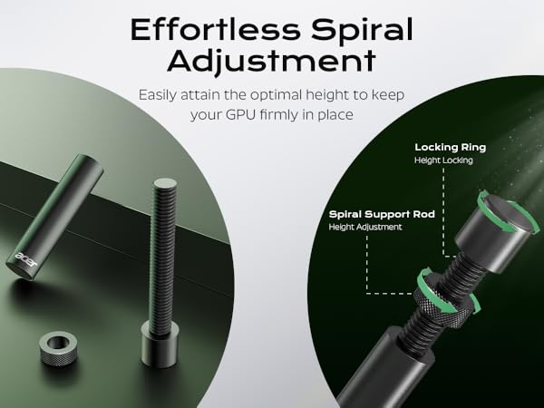 gpu sag bracket, effortless sprial adjustment