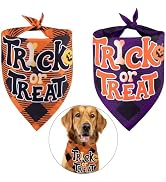 2 Pack Halloween Dog Bandanas - Halloween Trick or Treat Pet Bandanas, Purple Orange Cute Cat Dog...