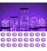 SmilingTown Starry Fairy String Lights 24 Pack 20 LED/Strand 7.2ft Firefly Copper Wire Lights Bat...