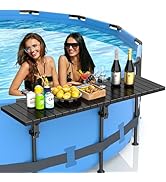 BoYata Pool Bar, Above Ground Pool Side Bar, 49.4×9.6" Galvanized Iron Poolside Table Holds 110LB...