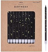 PHD CAKE 24-Count Black Gold Long Thin Birthday Candles, Cake Candles, Birthday Parties, Wedding ...
