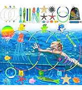 Gushu 22Pcs Pool Toys for Kids Ages 4-8 8-12, Summer Swimming Dive Toys Set with Diving Swim Thru...