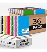 Rosmonde 36 Pack Spiral Notebook, 5 Subject, Wide Ruled, 300 Pages/Book (150 Sheets), 8 x 10-1/2