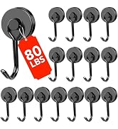 DIYMAG Black Magnetic Hooks, 80LBS Strong Magnetics Heavy Duty, Magnet Hook with Metal Hanger for...
