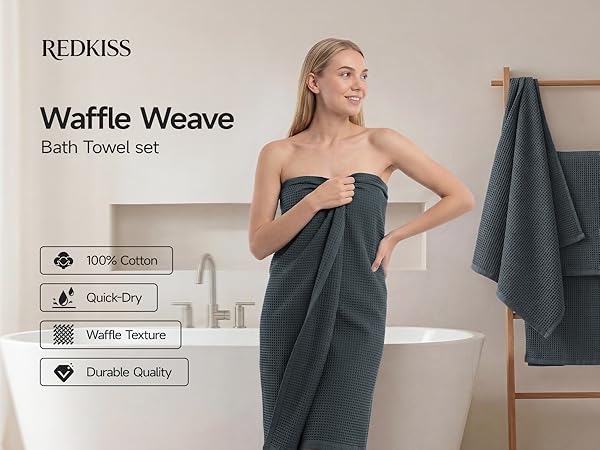 waffle bath towels set of 2