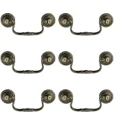 Pastlla 6 Pcs Antique Bail Handle Drop Pulls Vintage Bronze Drop Bail Drawer Pulls Cabinet Pull H...