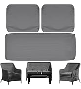 3 Pack Patio Seat Cushions Replacement Covers, Waterproof Outdoor Loveseat Cushion Covers - Anti-...