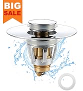 Bathroom Sink Stopper - for 1.25" Standard Drain Holes, Pop Up Sink Strainer, Bullet Core Push Ty...