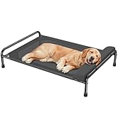 Simple Trending Elevated Dog Bed for Large Dogs, Cooling Raised Pet Cot with Bolster, Breathable ...