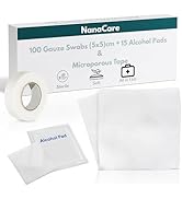 Nanacare 100 pc Large Gauze Pads 2x2 Sterile for Wounds Bulk | Includes 15 Alcohol Wipes & 1 Medi...