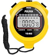 PULIVIA Stopwatch Timer Lap Split Digital Stopwatch with Clock Calendar Alarm, Large Display Stop...