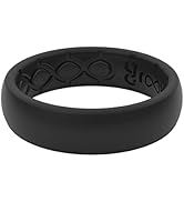 Groove Life Solid Thin Silicone Ring - Breathable Rubber Wedding Rings for Women, Lifetime Covera...
