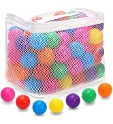 Goaste 100 Pack Small Ball Pit Balls for Kids, 2 Inch Plastic Playpen Balls with Storage Bag, Mul...