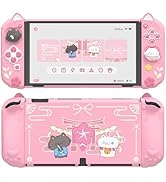playvital Protective Case for Nintendo Switch OLED with Extra Stand - Cherry Blossoms Kitten Dock...