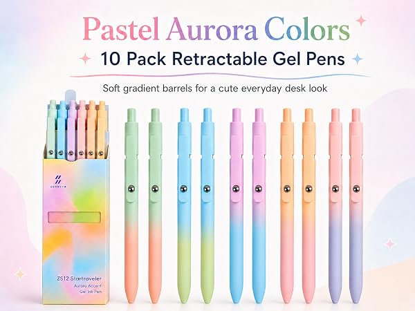 Gel Pens School Office Supplies - 10 Pcs 0.7mm Cute Black Ink Ballpoin