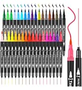 Taotree 36 Colors Dual Tip Art Markers Pens for Adult Coloring Books, Artist Fine & Brush Tip Col...