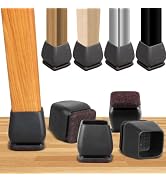 16PCS Square Silicone Chair Leg Floor Protectors for Hardwood Floors, Felt Furniture Pads Covers ...