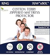king zippered bed bug mattress protector 76x80 cotton terry waterproof cover