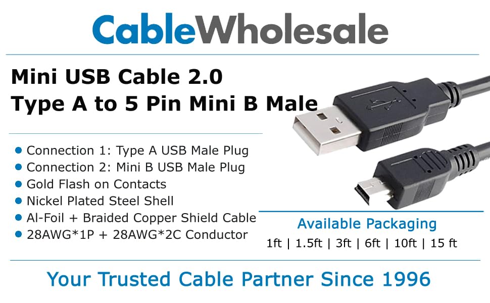 mini usb 2.0 cable, 5 pin mini b usb cable, type a to mini b usb cable, 2.0 mini b usb cable