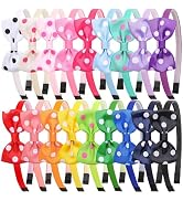 XIMA Girls Polka Dot Bow Headband, 18 Colors Grosgrain Ribbon Hair Hoop, Non-Slip for Toddlers Ki...
