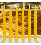 DEYBBY 9 inch Natural Beeswax Taper Candles Set of 6, Smokeless and Dripless Beeswax Candles, Lon...
