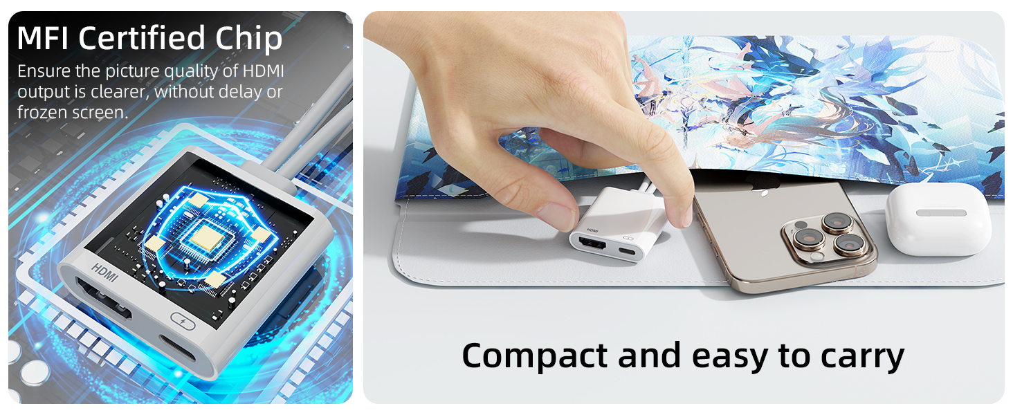 USB-C & Lightning to HDMI Adapter for iPhone