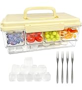 Pesilo 4 Large Compartments Snackle Box Container with Ice Pack, Portable Chilled Travel Charcute...