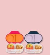 b.box Snack Box (2-pack) for Kids & Toddlers: 2 Compartment Snack Containers, Mini Bento Box, Lun...
