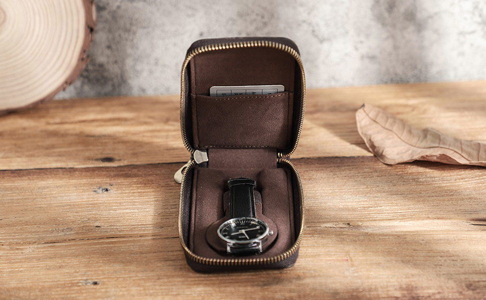 Genuine Leather Watch Travel Case