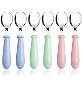 Pimoys 6 Pieces Toddler Spoons Baby Spoons for Self-Feeding, Stainless Steel Kids Spoons with Rou...