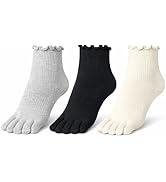Soxsense Women’s Cotton Ruffle Toe Socks, Soft Breathable Ankle Socks with Cute Lettuce Edge, 3 P...