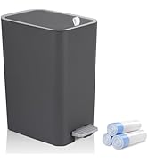 rejomiik Small Bathroom Trash Can with Lid, 3.2 Gallon Step Garbage Can with Handle, Slim Mini Wa...