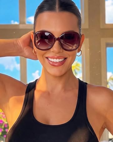 Oversized Butterfly Transparent Red Sunglasses for Women