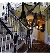 Yunfan 355" x 79" Halloween Creepy Cloth + Spider Web Halloween Decorations Outdoor Indoor Party ...